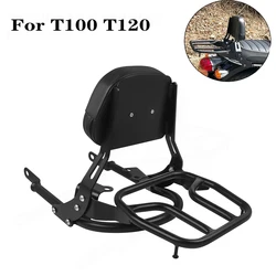 For Bonneville T100 T 100 T120 T 120 Street Twin 900 Scrambler 16-26 Detachables Backrest Sissy Bar Motorcycle Luggage Rack Pad