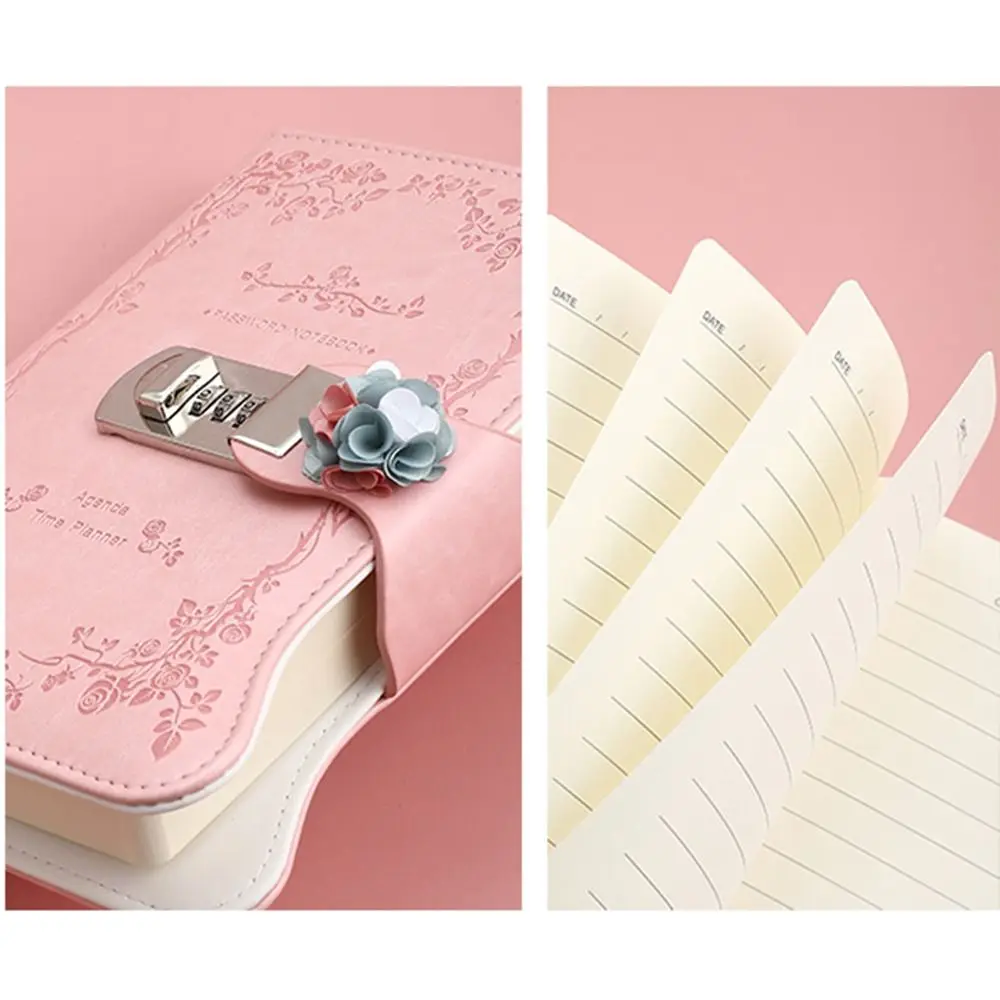 Exquisite Thicken B6 Password Notebook Combination Lock Waterproof Locking Journal PU Leather Hardcover Secret Diary Teen