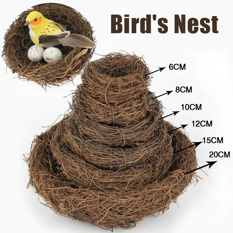 

Round Bird Nest Easter Handmade DIY Bird Nest Egg Decor Props Home Garden Window bird house