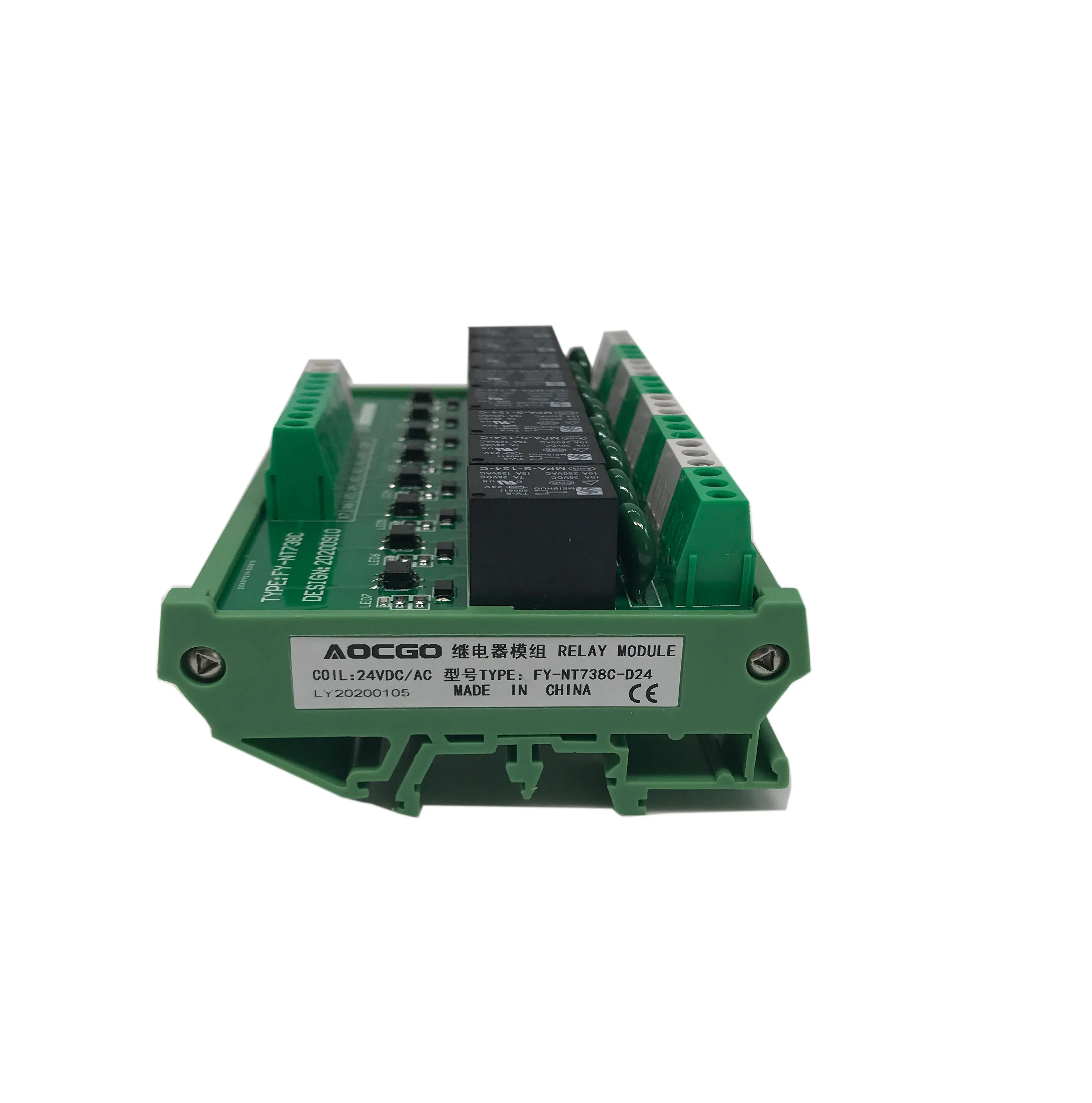 8 Channel T73 Interface Relay Module 24VDC DIN Rail Panel Mount