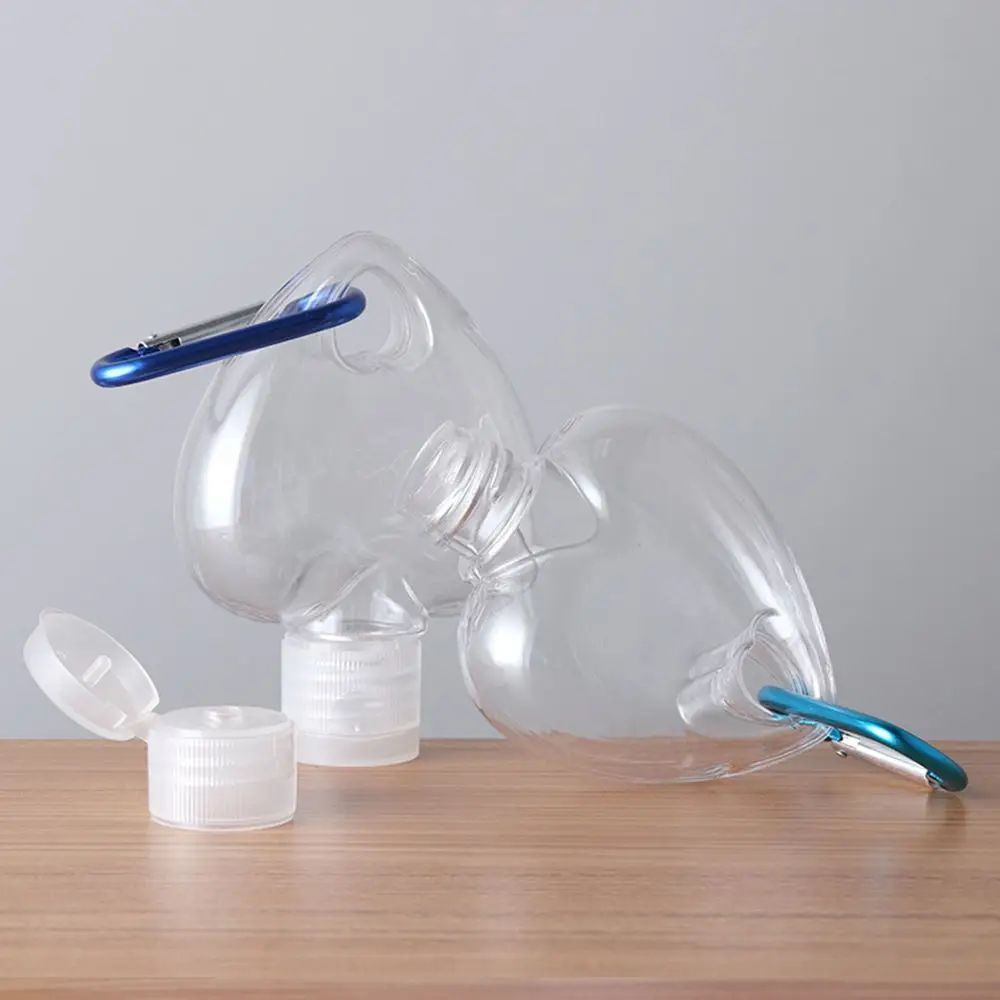 50ml Transparent Alcohol Perfume Empty Container Bottle With Metal Hook Heart Spray Bottle Lotion Jar