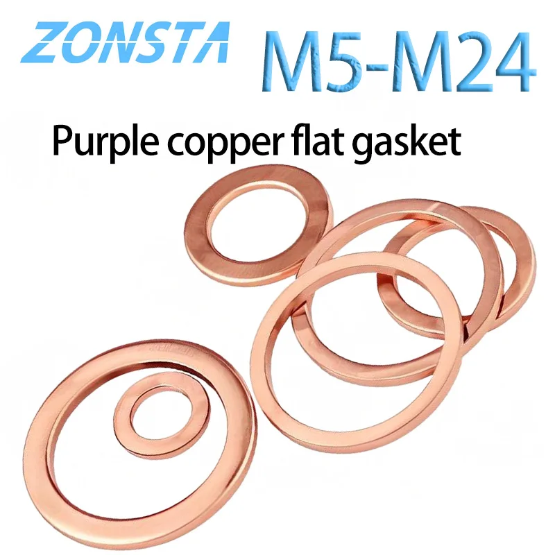 DIN7603 Boat Red Brass Copper Crush Sealing Washer M5 M6 M8 M10 M12 M14 M16 M18 M20 M22 M24 Flat Seal Gasket Ring