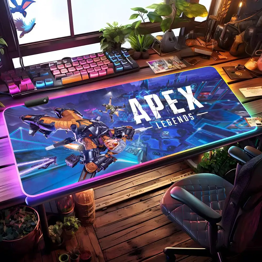 

Коврик для мыши Apex Legends RGB, игровой коврик для мыши, настольный коврик HD, большой игровой коврик с LED-подсветкой, XXL коврик для мыши