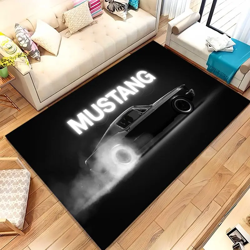 Vintage M-Mustang Racing Biker Garage Moto Soft Non-Slip Large Area Rug for Living Room,Bedroom Carpet Mat for Sofa,Home Decor