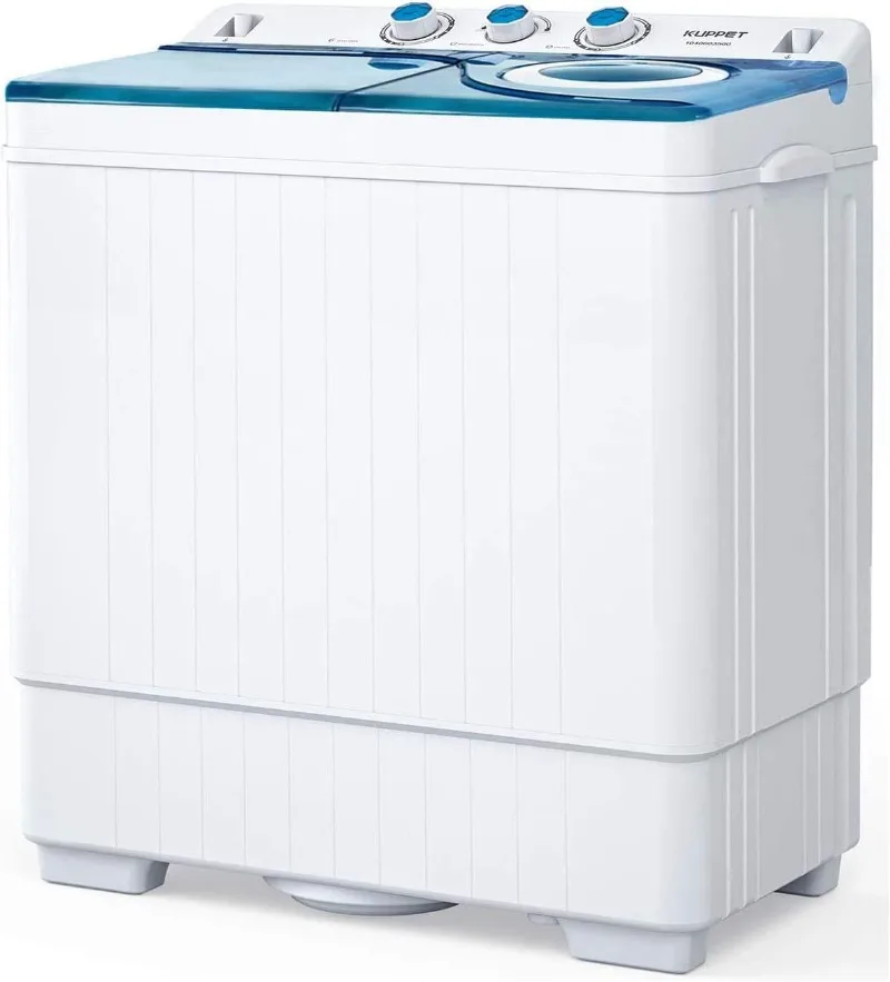 KUPPET Compact Twin Tub Portable Mini Washing Machine 26lbs Capacity, Washer(18lbs)&Spiner(8lbs)/Built-in Drain Pump