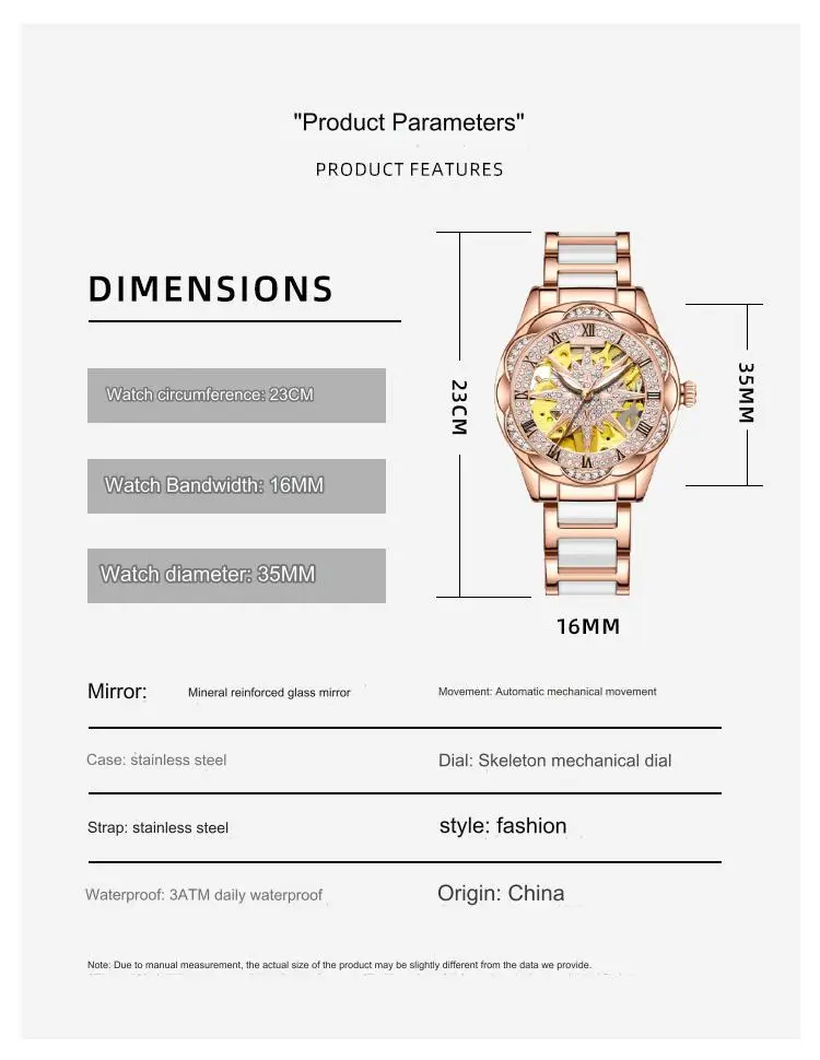 Sunflower mechanical watch for women high-end light luxury niche art red watch for women mechanical watch