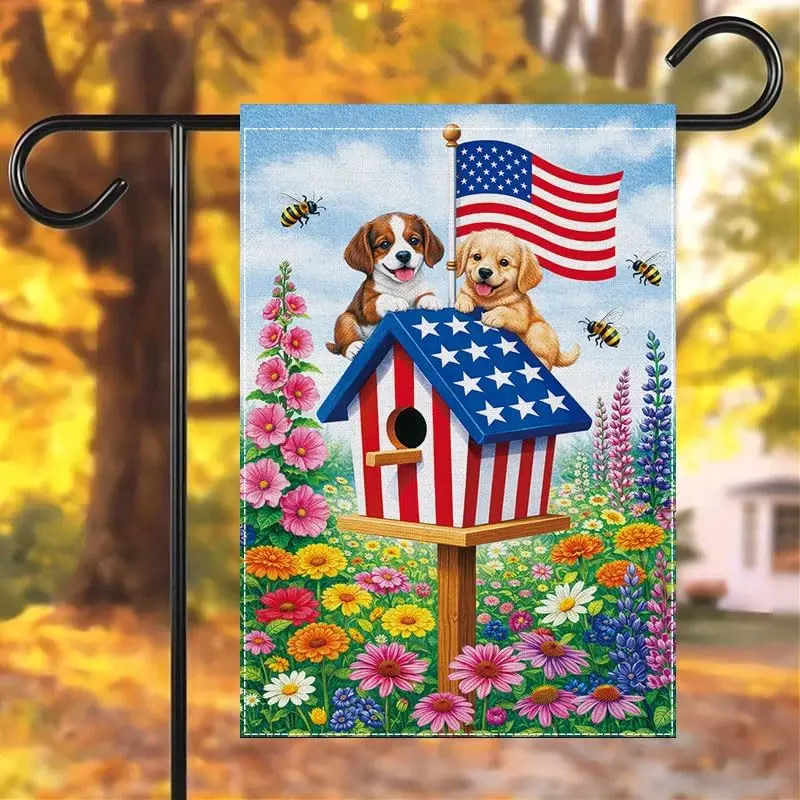 U.S. Independence Day Garden Flag — 12x18-Inch Outdoor Patriotic Decor (Featuring an American Flag Background) — Front Yard, jjp