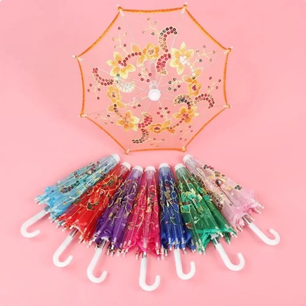 Funny Handmade Lace Embroidered Umbrella Cute Exquisite Mini Umbrella Toy DIY Doll Umbrella Accessories Birthday Gift