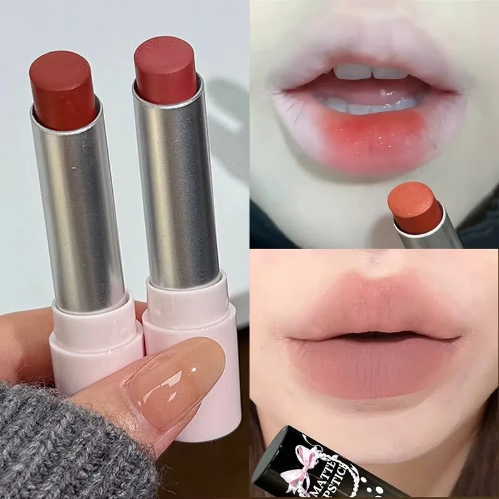New Cement Gray Brown Lip Gloss Waterproof Low Gloss Lip Stick Sweatproof Fine Shine Lip Glaze Women