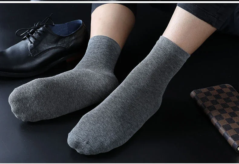 6 Paar Herrensocken aus 100 % Baumwolle, Schwarz, Weiß, Grau, Business-Männer, Röhrensocken, weich, atmungsaktiv, Frühling und Sommer, für Herrensocken in Übergröße – Detail 20