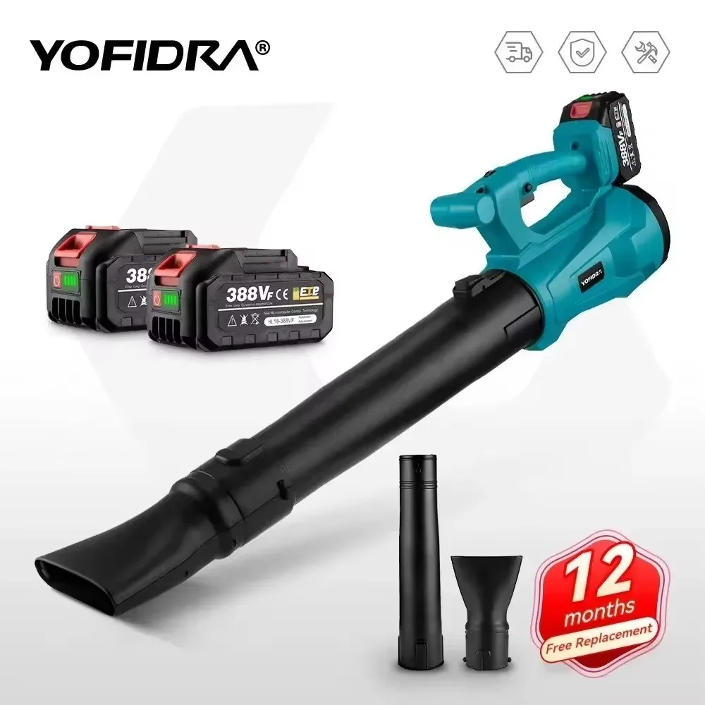 YOFIDRA 2000 W elektrisches Luftgebläse, 6 Geschwindigkeiten, Regulierung für Makita 18 V Akku, Laubbläser, saubere gefallene Blätter, Staub,