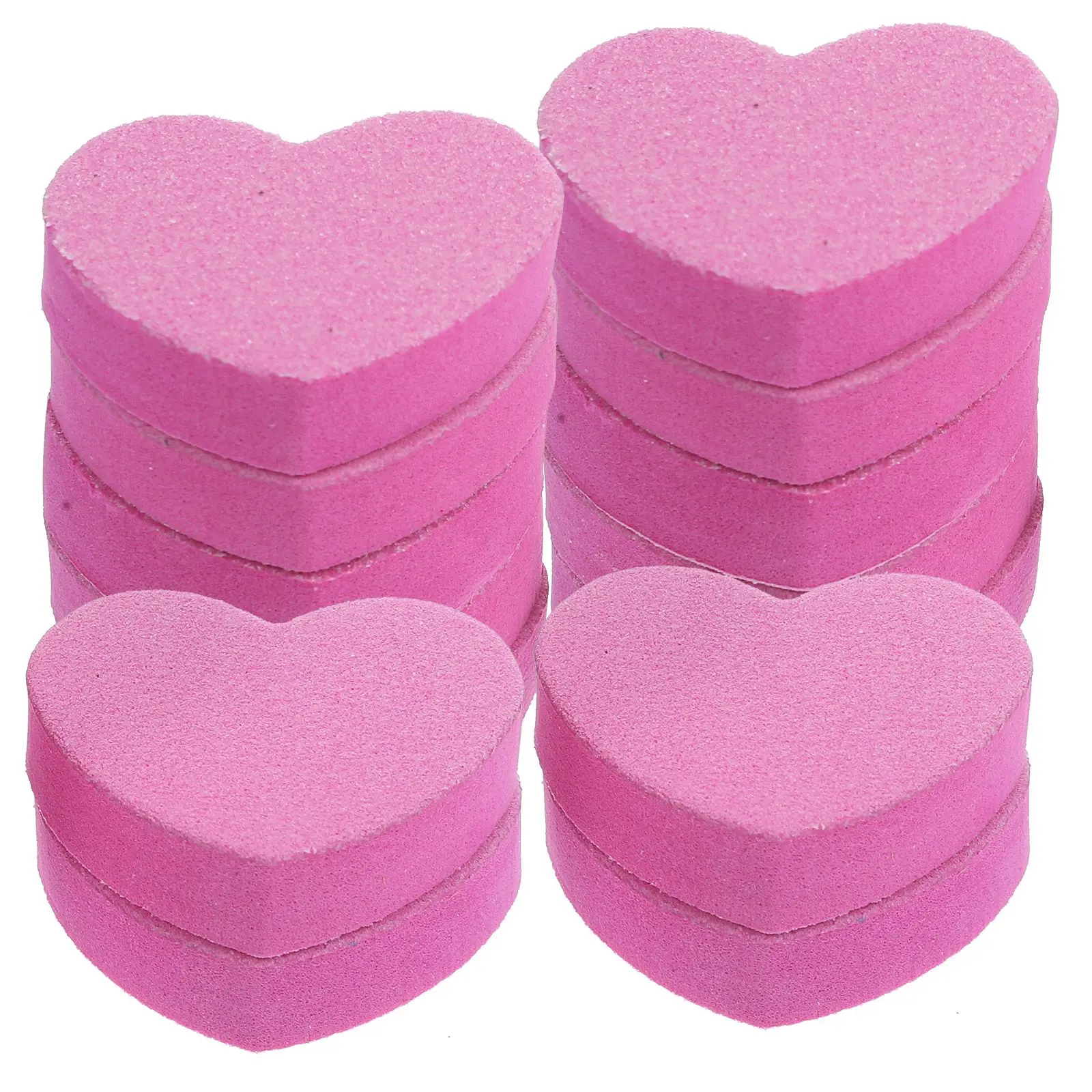 

50 Pcs Pink Heart Shaped Nail Files Sponge Dual Side Manicure Tools for Sanding Polishing Natural False Nails Washable Reusable