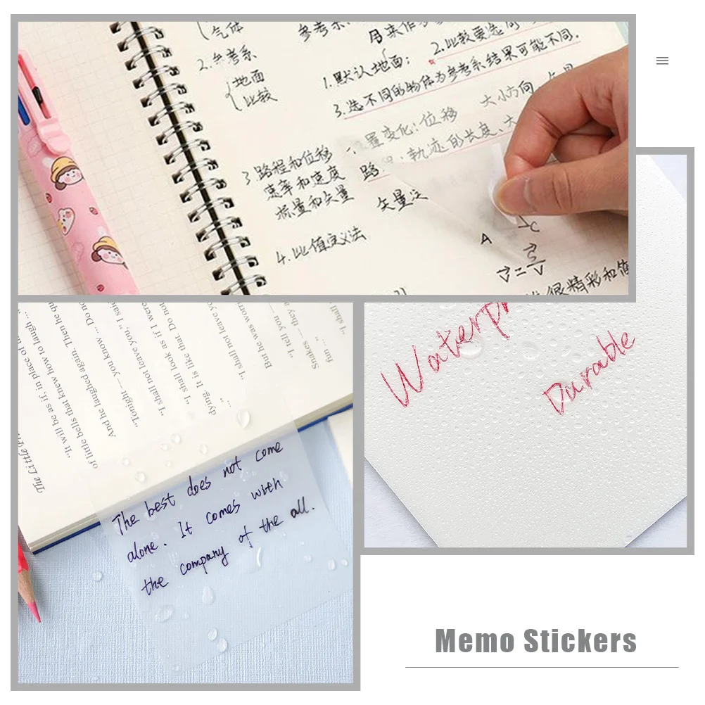 

4 Books Sticky Memo Pads Portable Reusable Self-Adhesive Note Stickers for Office School Home Use Daily Reminder Notepad