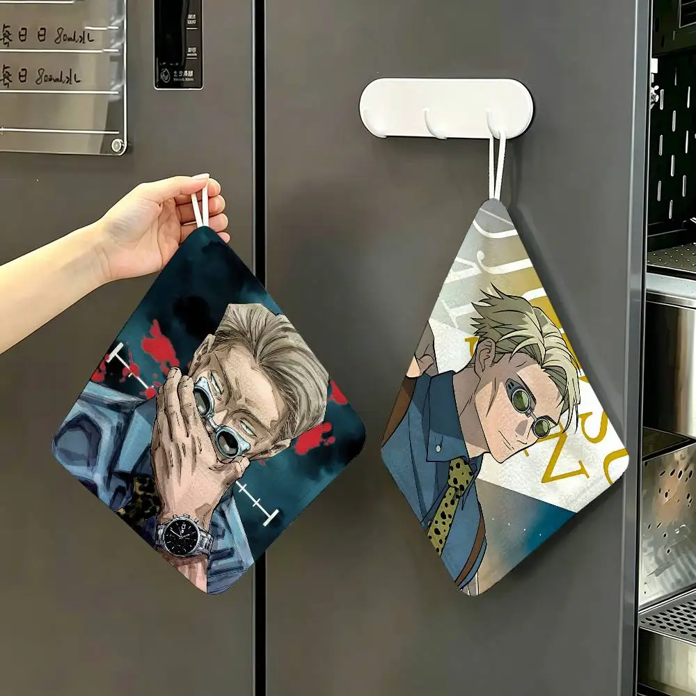 Anime Figure Nanami Kento Hanging Kitchen Towel, Polyester Cotton Fabric, Absorbent Hand Wiping Towel for Home Dormitory