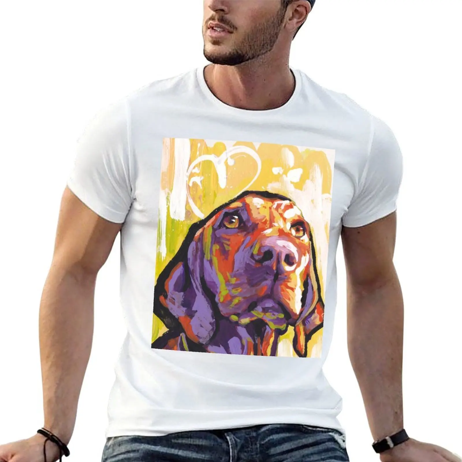 

Vizsla Dog Bright colorful pop dog art T-Shirt t shirt man luxury anime tshirt T-Shirt
