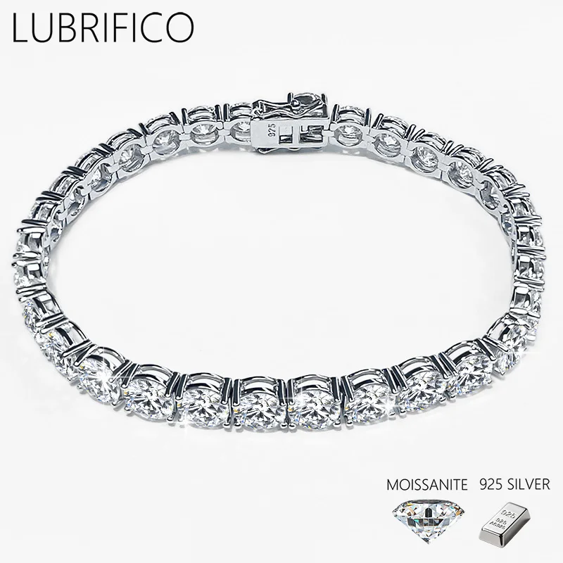 2mm/3mm/4mm/5mm Moissanite Tennis Bracelets 18K White Gold Solid 925 Silver GRA Lab Diamond Bracelet For Women Men Wedding
