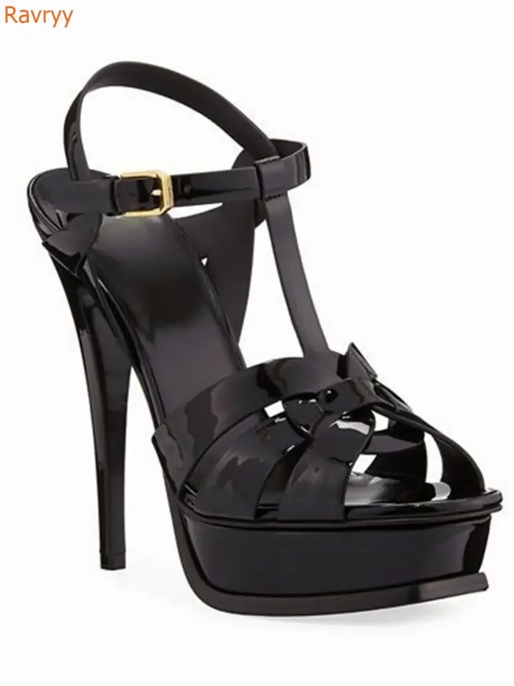 

Women Platform Sandals Peep Toe Black khaki Thin Heel Sandals PU Cross Slingback Ankle Strap Sandals Fashion Party Large Size