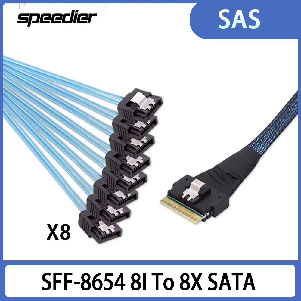 

Slimline SAS SFF-8654 8I To 8X SATA Straight Server Hard Drive Conversion Cable SLIM SAS38P SFF-8654 To MINISAS 29P SFF-8482