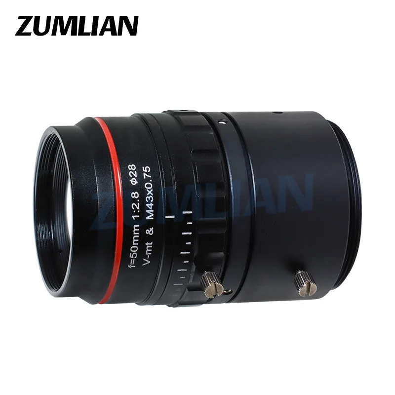 ZUMLIAN 50mm Line-scan M42-Mount Lens Fixed-focal Lens F2.8 manual Iris machine vision for M42 Cameras