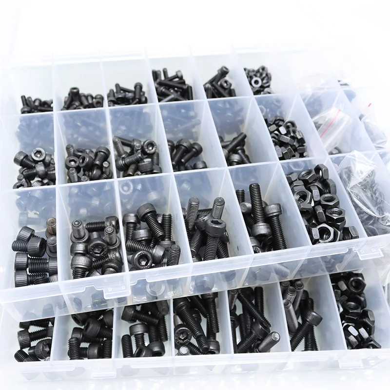Hex Socket Head Cap Bolt with Nut Washer Kit M2 M3 M4 M5 M6 12.9 Grade Carbon Steel Allen Machine Black Threaded Hexagonal Screw