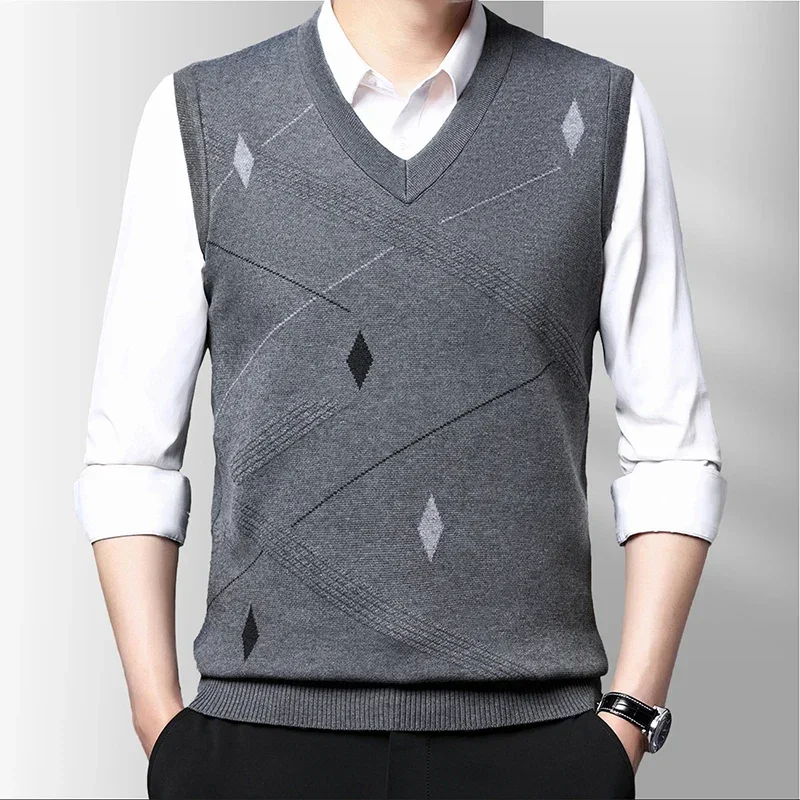 Men's Thickened Casual Sweater Tank Top Autumn and Winter Warm Men's Vest