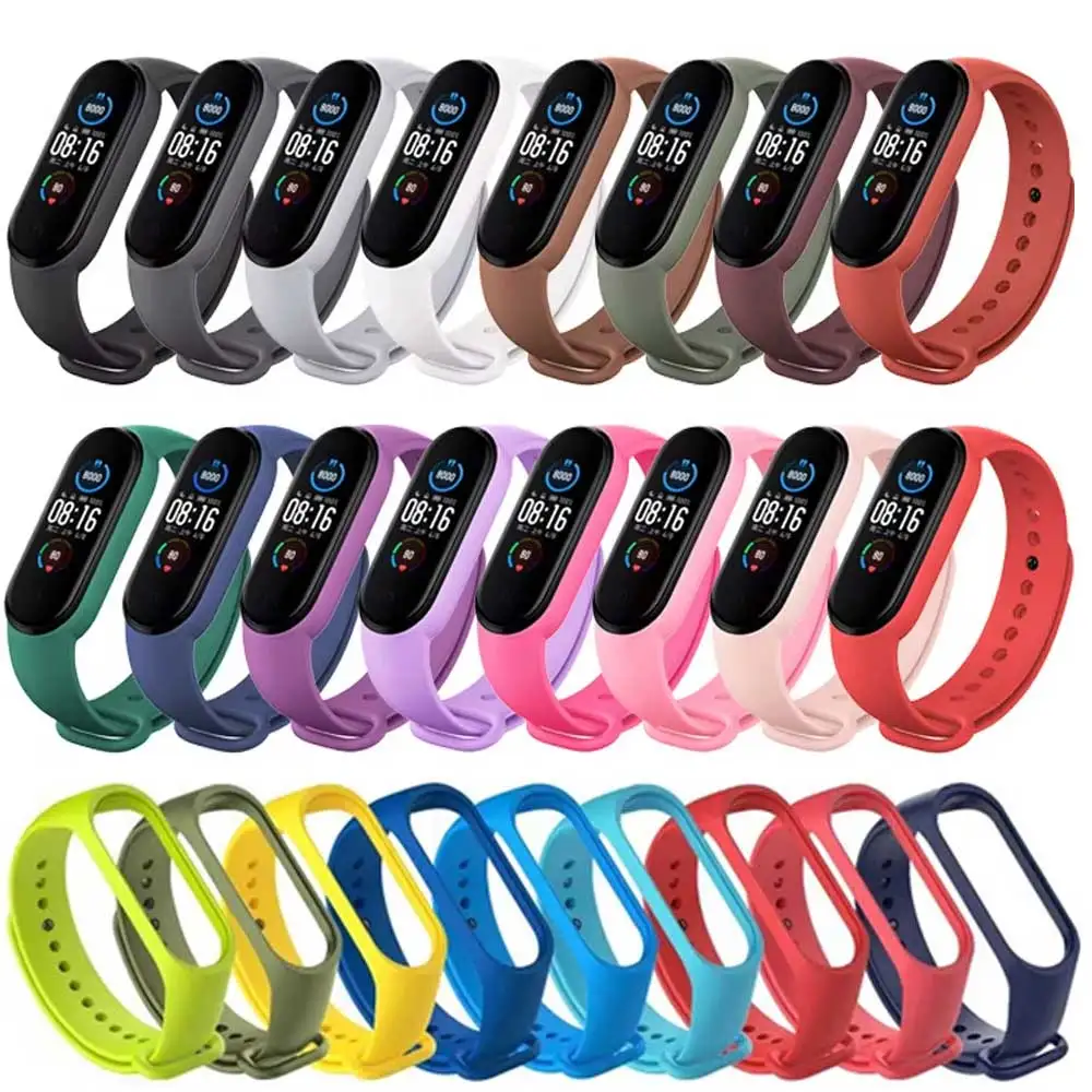 Strap For Xiaomi Mi Band 6 5 4 3 7 Silicone Bracelet Sport Wrist Replacement Strap Soft For Mi band 7 5 4 Wristband Accessories