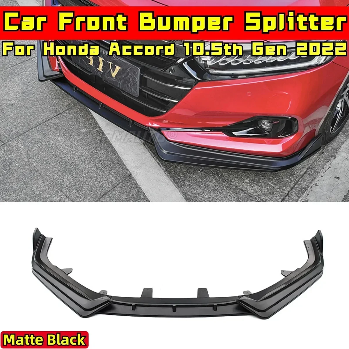 Accord Front Bumper Lip Carbon Fiber Look Sport Style Bumper Splitter Body Kit For Honda Accord 10.5th Gen 2022 Car Accessories