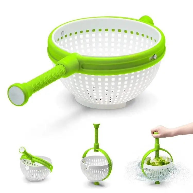 Rotating Drainage Basket, Hand-Pressed Cleaning & Dehydration Device for Vegetables, Fruits and Salad, 1 Pcs
