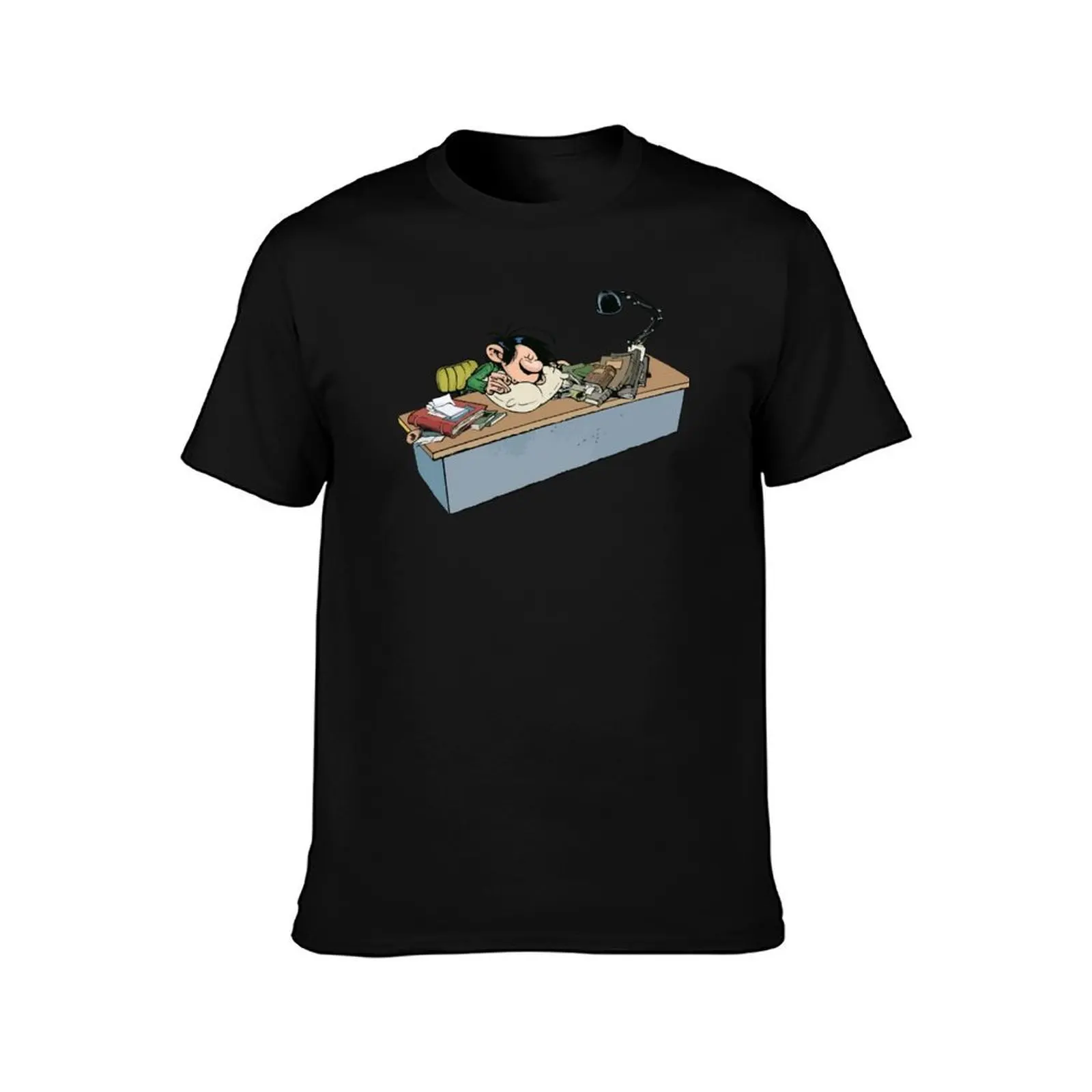 Gaston Goof behind his Desk sleeping Men T Shirt funny t shirts dark humor