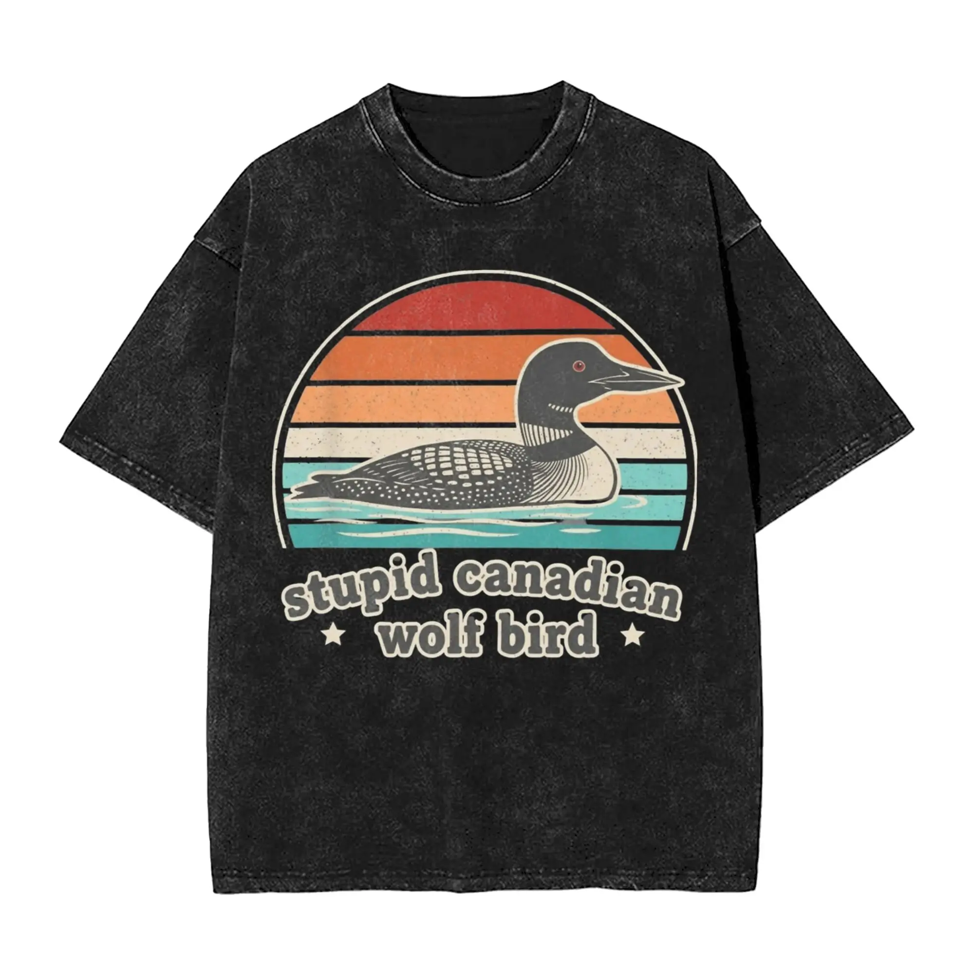 

Женская и мужская футболка с подогревом Rivalry Stupid Canadian Wolf Bird, хлопковая стираная футболка с графическим принтом в стиле Харадзюку, уличная одежда, футболки