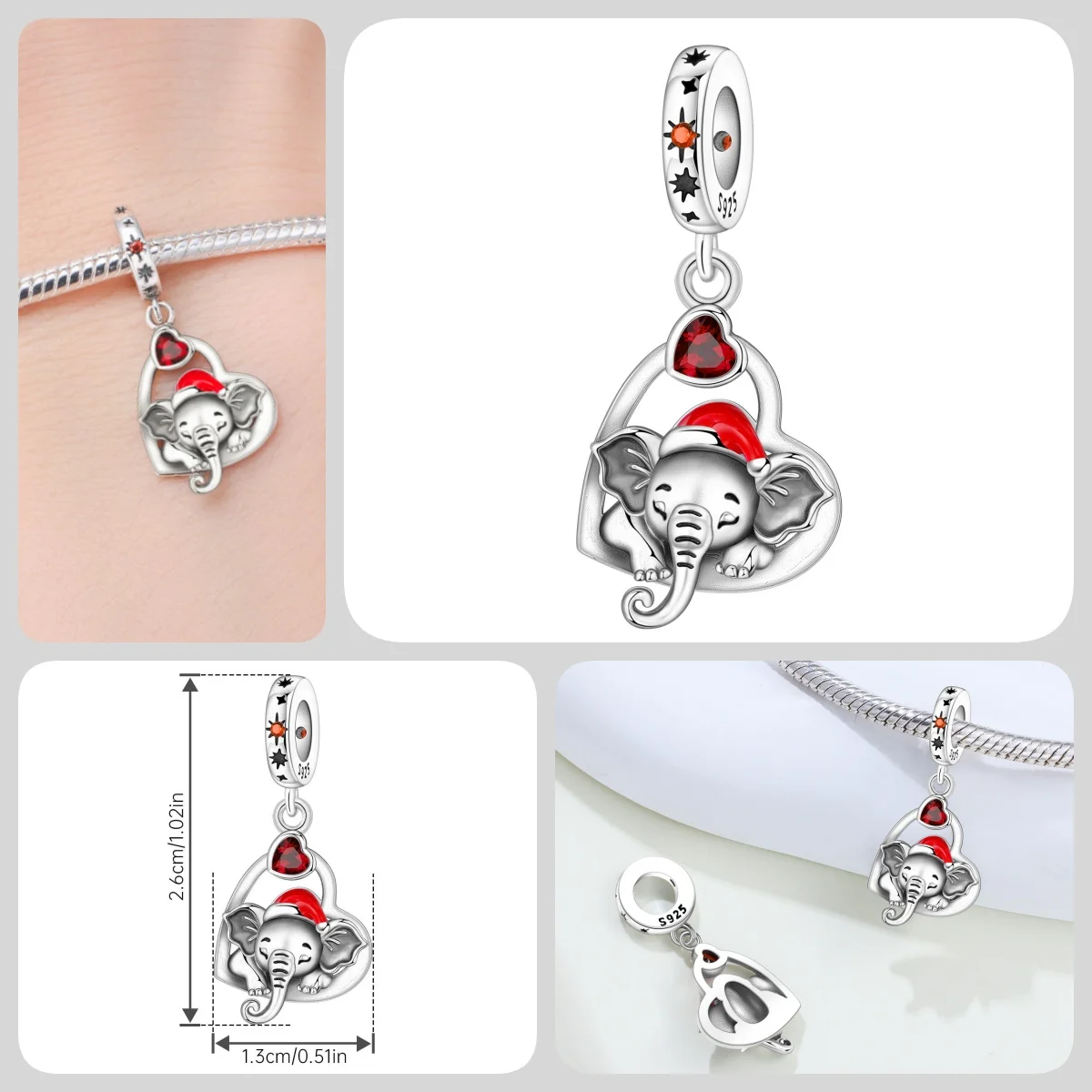 Original 925 Sterling Silber Zirkon Schneeflocken-Charm-Anhänger DIY Perle Passend für Armband Halskette Schmuck Feiertagsgeschenke für Frauen – Detail 15