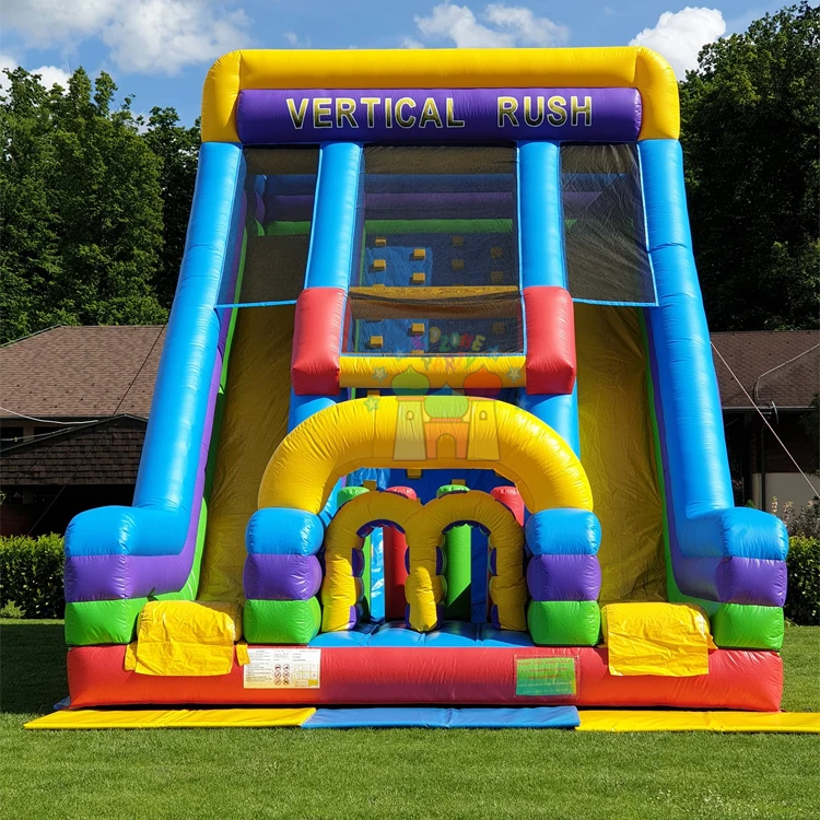 Outdoor carnival party adults dual lane bounce house combo commercial tobogan inflable inflatable vertical rush slide