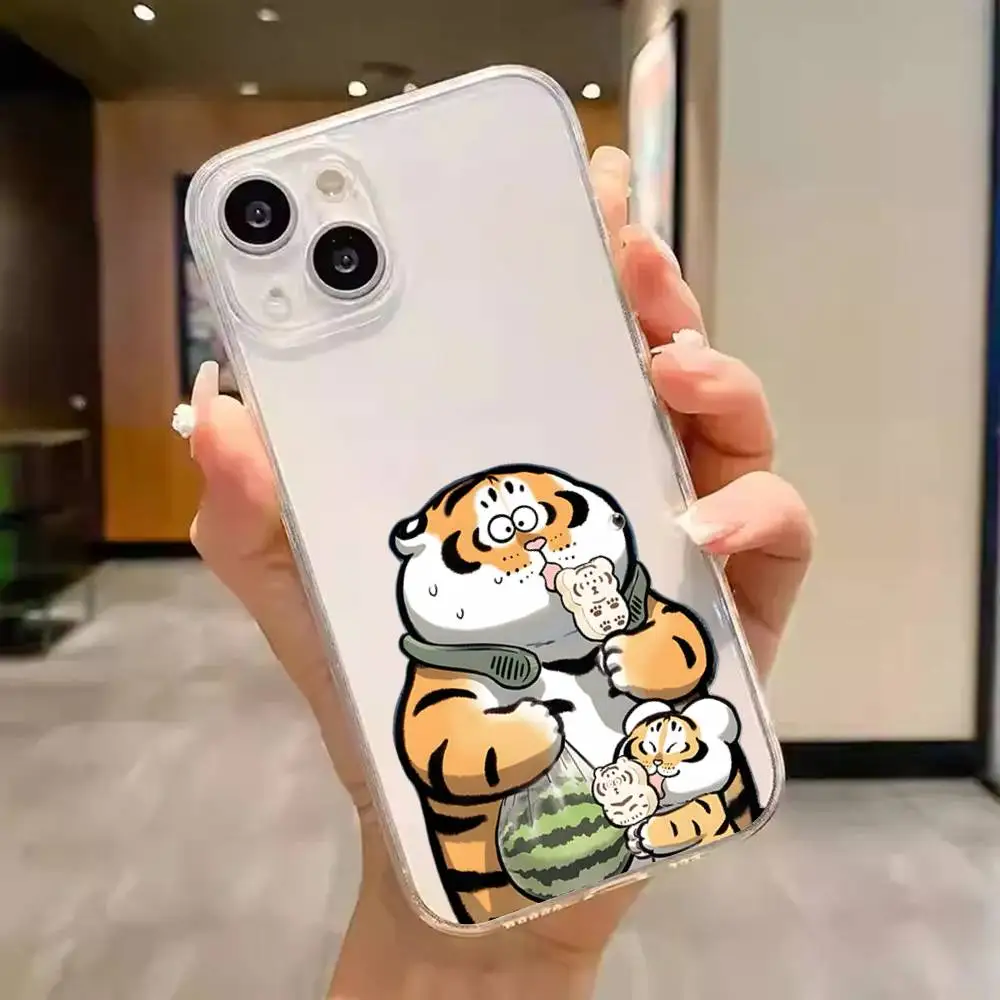 1pc Casing Ponsel Harimau Kecil Gemuk Transparan Untuk IPhone 17 16 15 14 13 12 11 PRO MAX PLUS Mini Penutup Lembut Ramah Kulit