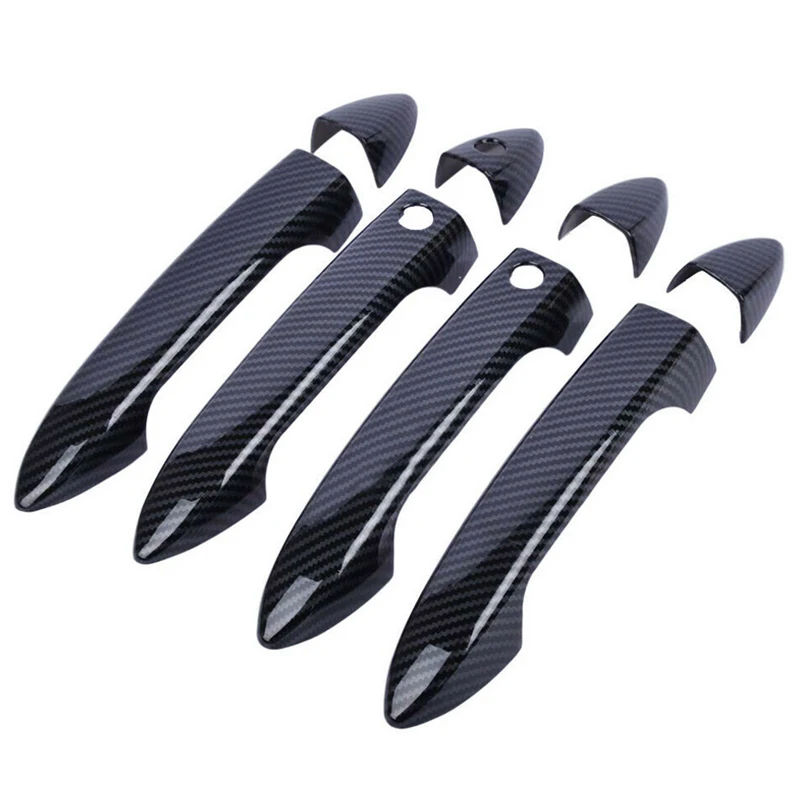 4 Set Car Exterior Parts Door Handle Moulding Cover Carbon Fiber Black for Honda Accord 9th 2013 2014 2015 2016 2017 Accessories