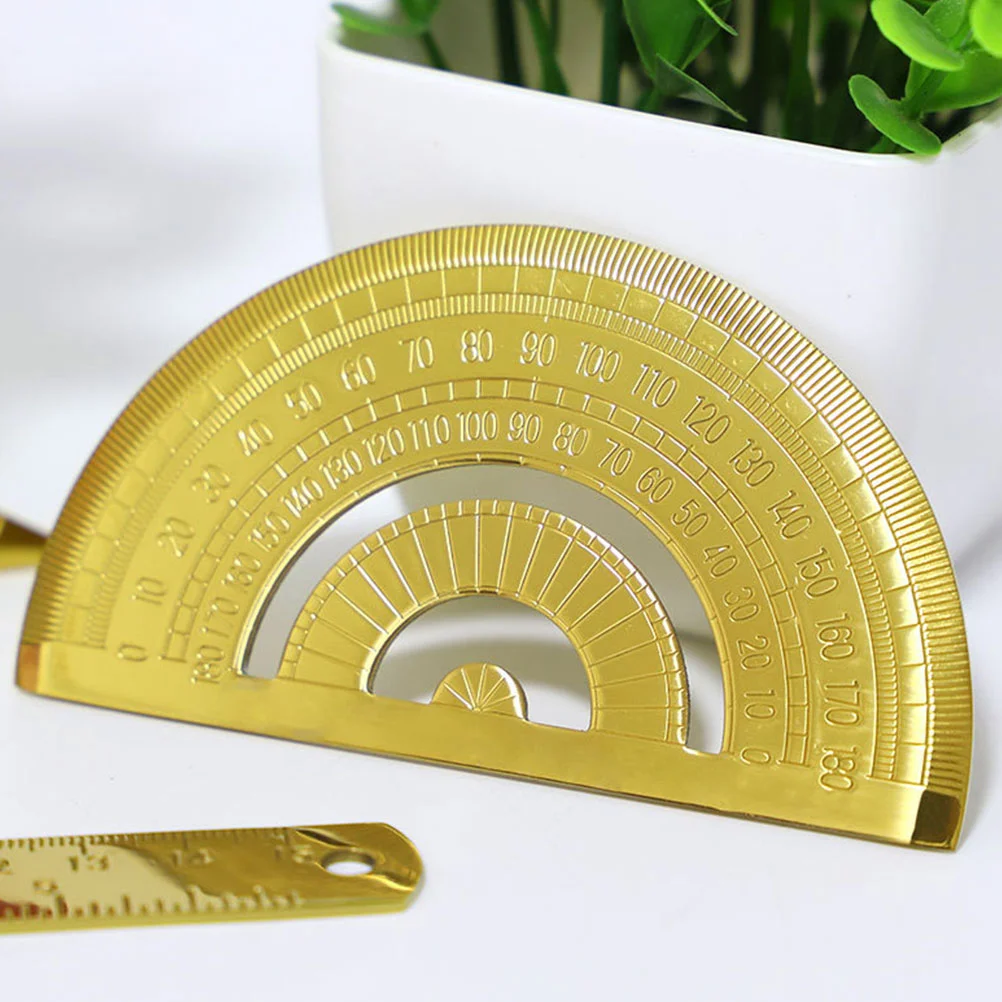 Stainless Steel Rulers School Students Stationery Office Measuring Ruler (Protractor) Geometry Ruler School Stationery