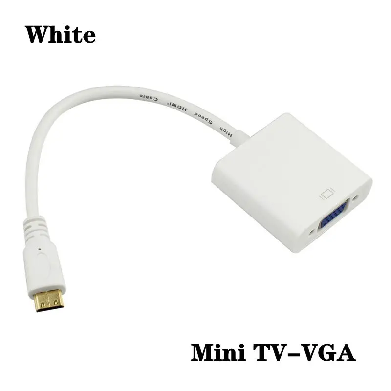 Micro Mini HDMI kompatybilny z kabel VGA wysokiej konwerter rozdzielczości do złącze VGA z dźwiękiem (czarno-biały)