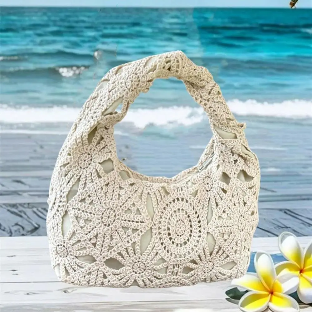 

Fashionable Hollow Woven Handbag Bohemia Shoulder Bag For Women Summer Beach Handbags Handmade Crochet Tote Bags Large Capacity