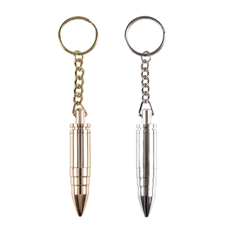 Fashion 1pcs Bullet Shape Stainless Steel Metal Cigar Punch Cutter Keychain - Silver cu813