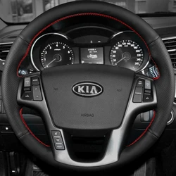 Black Artificial Leather Steering Wheel Covers Hand-Stitched Car Steering Wheel Covers For Kia Sorento 2009-2013 Car Accessories