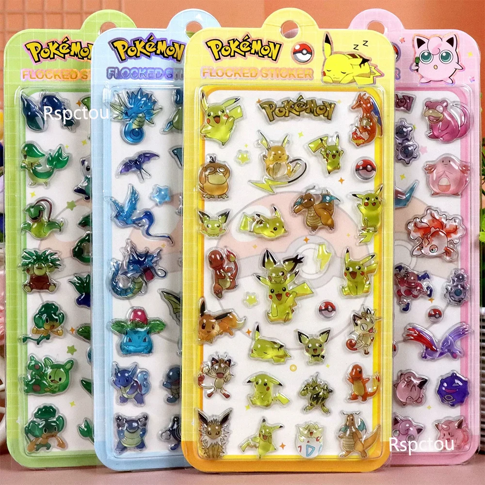 

1/4pcs Cute Anime Pokemon Pikachu 3D Relief Stickers Cartoon Pet Elf Bubble Sticker Laptop Notebook Decoration Reward Decals Toy