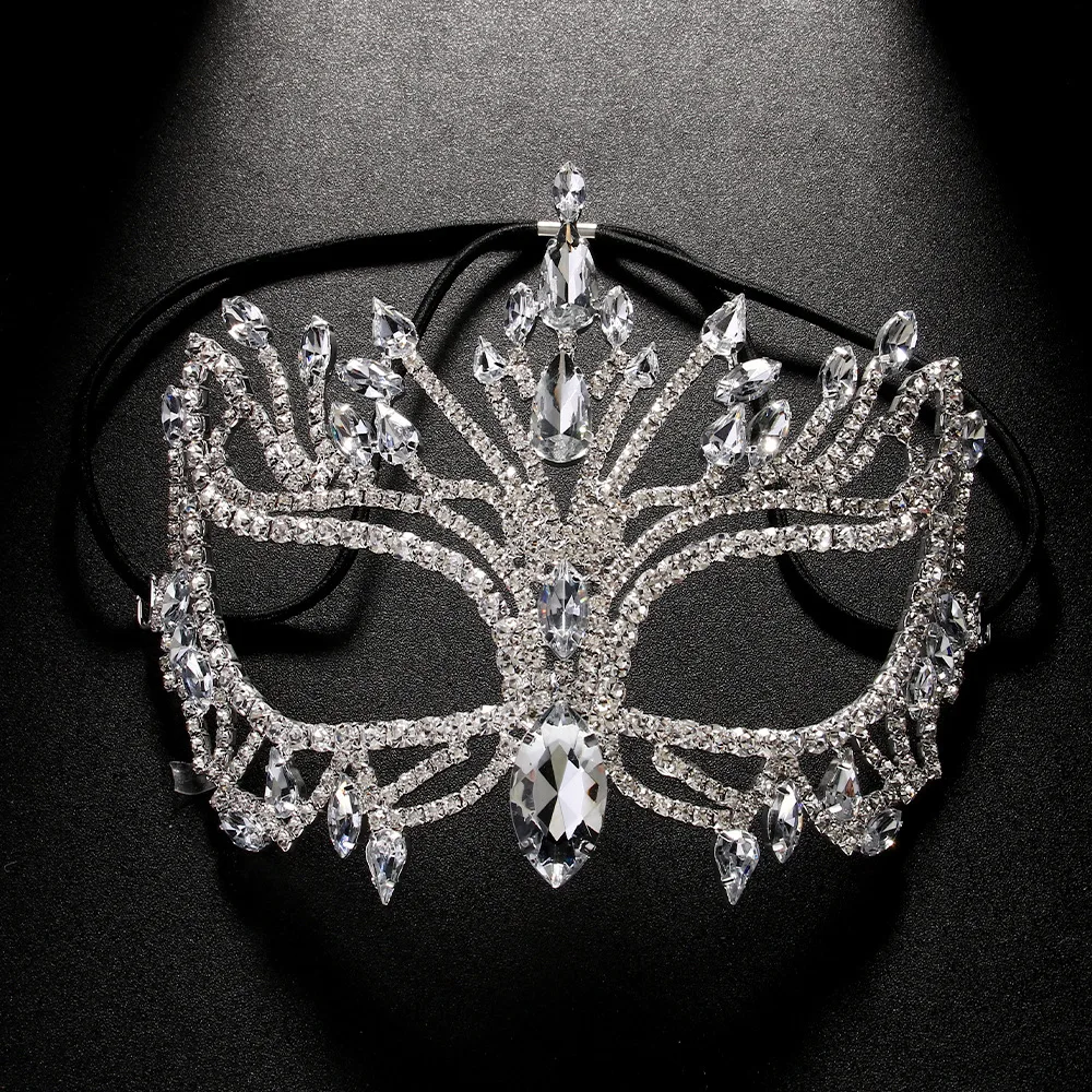 Rhinestone Tassel Veil Masks Full Face Women Chains Face Mask Masquerade Dance Party Performance Sexy Facial Accessories Jewelry