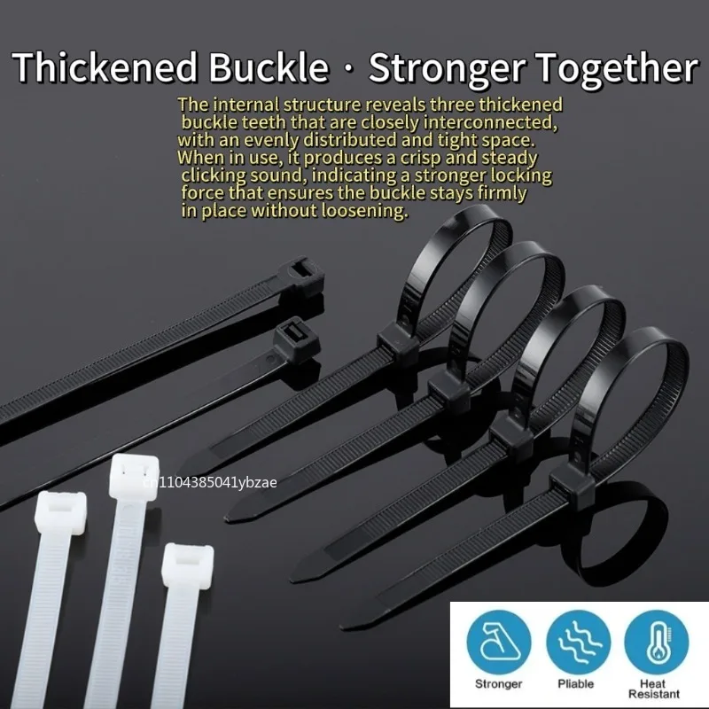 100-400 pces auto-travamento plástico náilon gravata preto cabo de fixação ringcable tie zip envolve cinta náilon cabo laços conjunto
