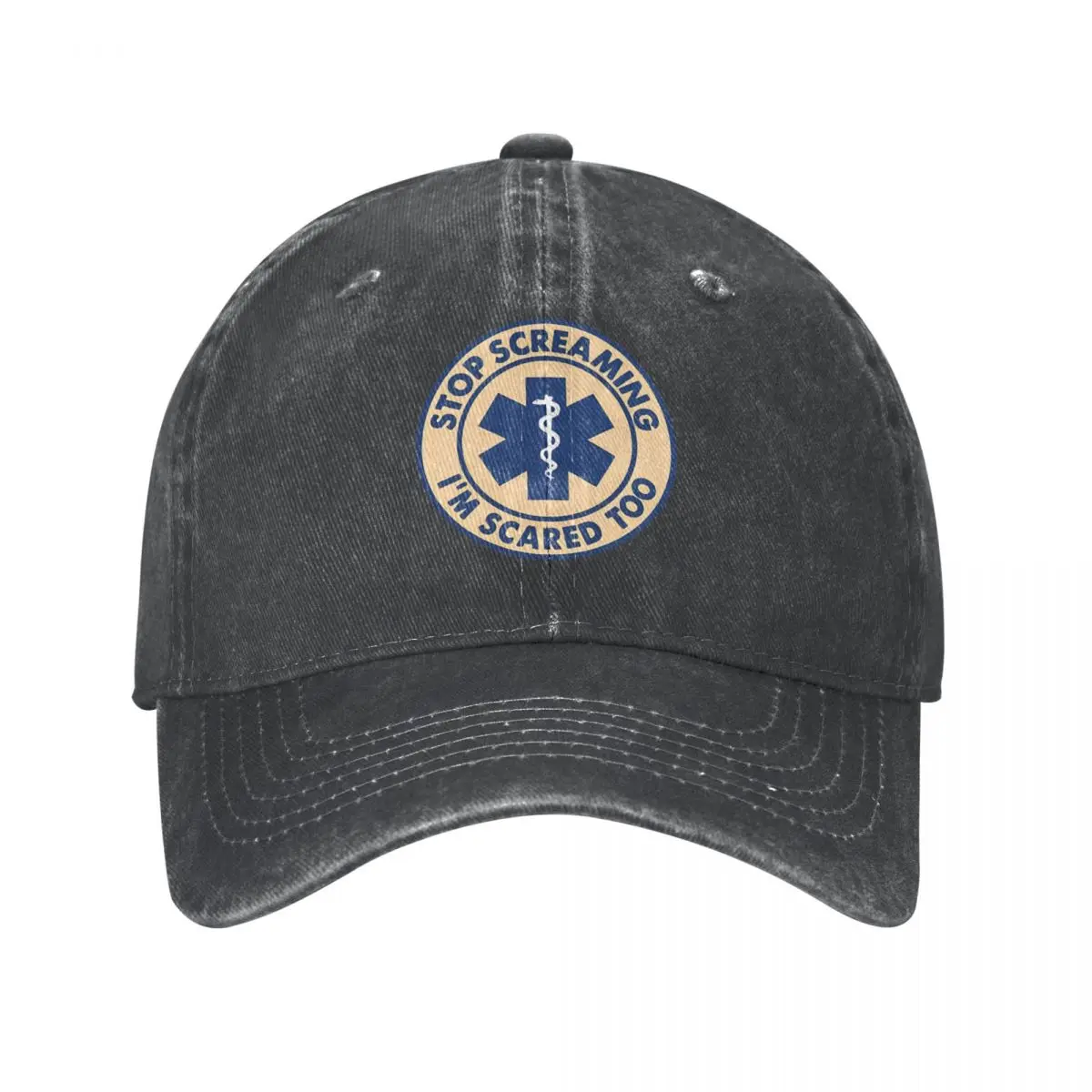 Stop Screaming I'm Scared Too Paramedic Emt Emergency Room Ems Baseball Cap Unisex Distressed Washed Snapback Cap Workouts Hats