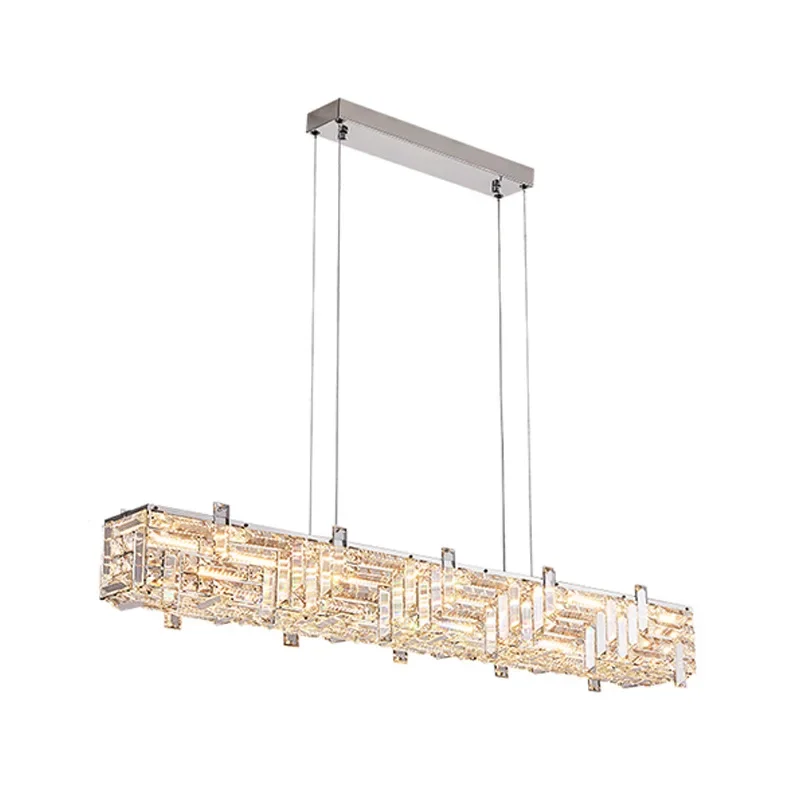 

Crystal light luxury living room chandelier simple Italian long villa hall master bedroom restaurant one word