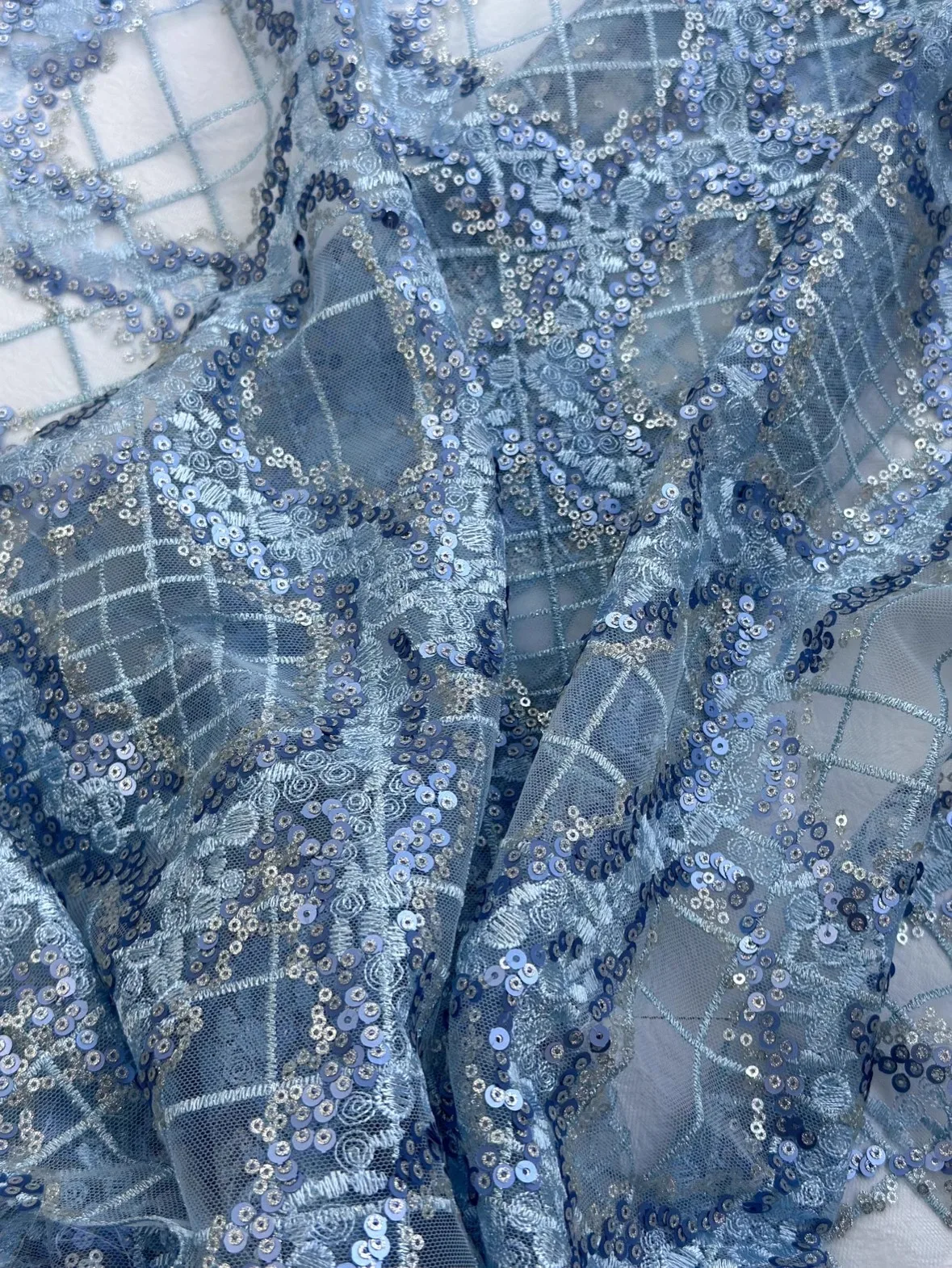 

1yard sequin abstract pattern three-dimensional embroidery fabric wedding dress cheongsam Designer fabrics for clothing