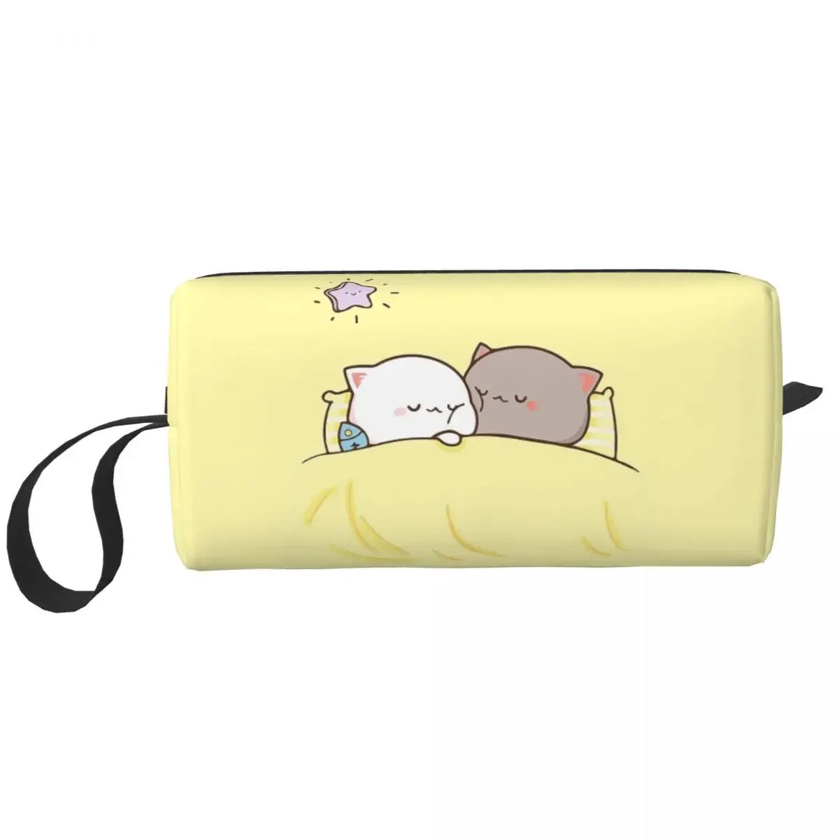 Peach And Goma Mochi Cat Sleeping Large Makeup Bag Zipper Pouch Travel Cosmetic Bags Cute Storage Bag for Unisex