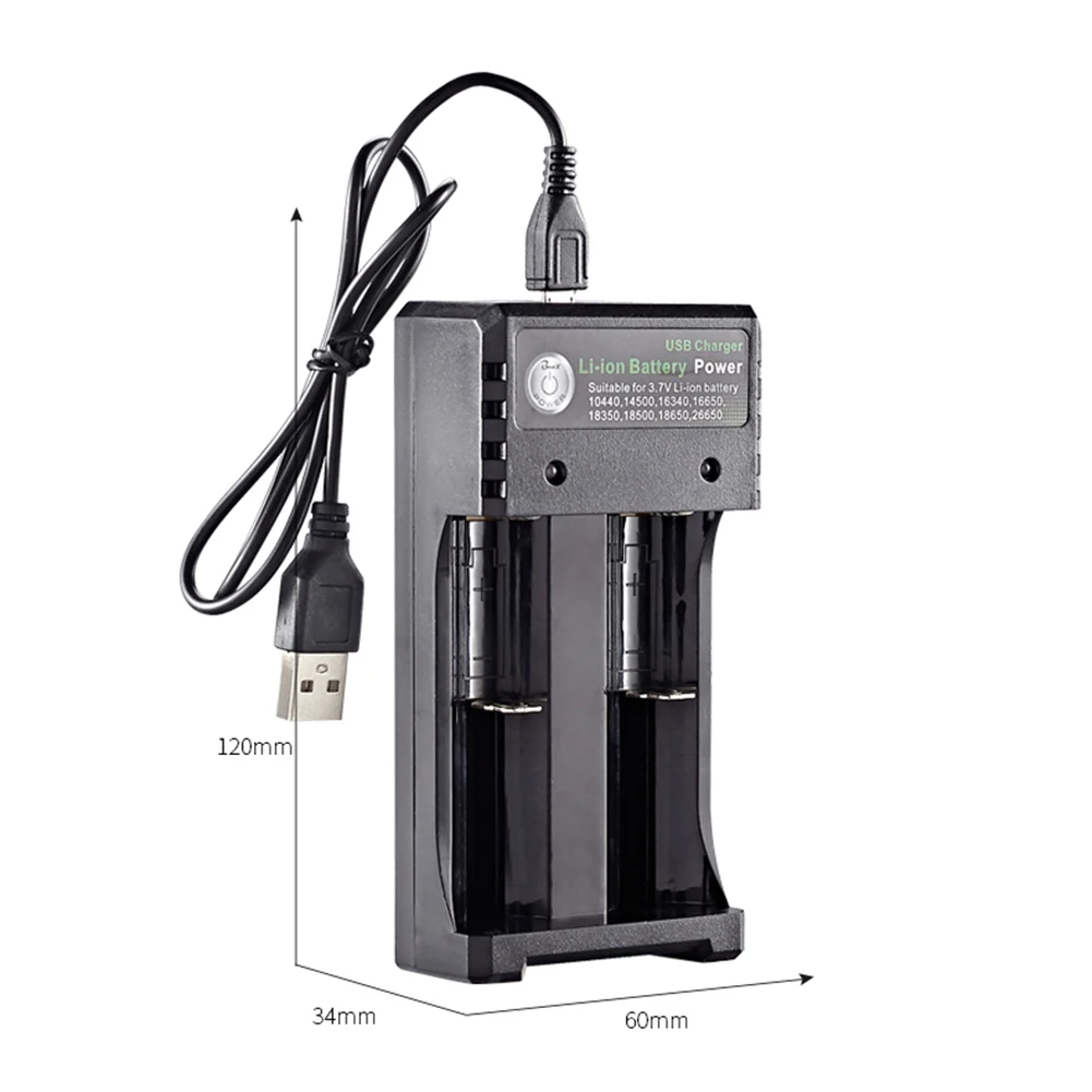 Chargeurs rapides de batterie au Lithium 3.7V 1A/2A, chargeur de batterie au Lithium Li-ion universel à 2 emplacements de remplacement pour 18650 10440 14500 16340