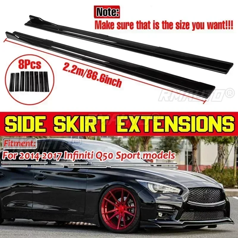 Side Skirts Extensão Rocker Splitters, Difusor de Alta Qualidade, Winglet Wings para Infiniti Q50, Modelos Sport, 2014-2017, 2,2 m