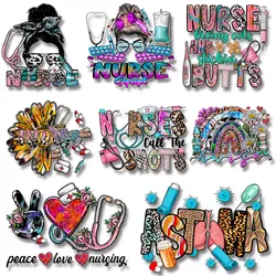 American Nurse Sunflower Rainbow Peace Love Leopard Print Iron on Patches Applique for Cloth High quality adhesive backing