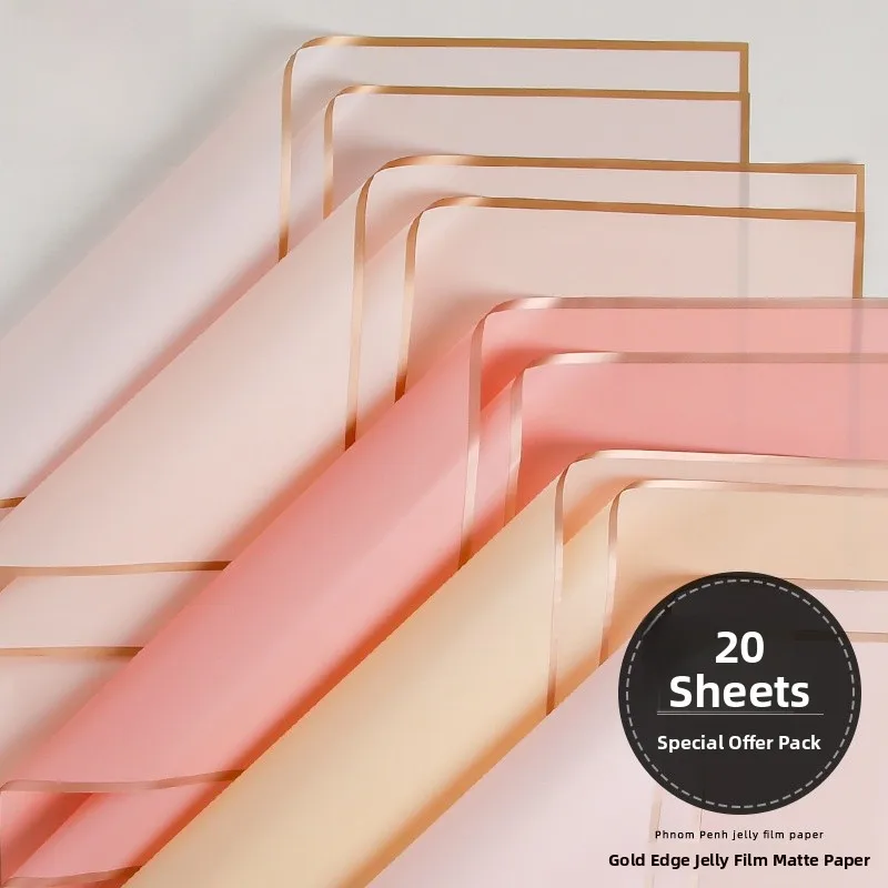 Zexiang Korean Style Thickened Semi-Transparent Matte  Flower Packaging Paper Pure Dull Finish Jelly Film Water Fog Surface